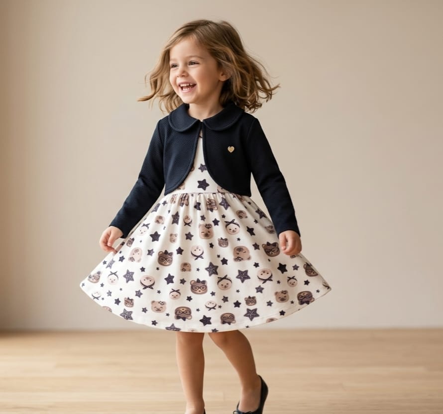 Vestido Infantil Peluciado com Bolero Soft Tech