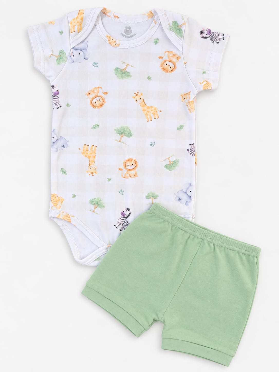 CONJUNTO BEBÊ BODY REGATA + SHORT ESTAMPA SAFARI