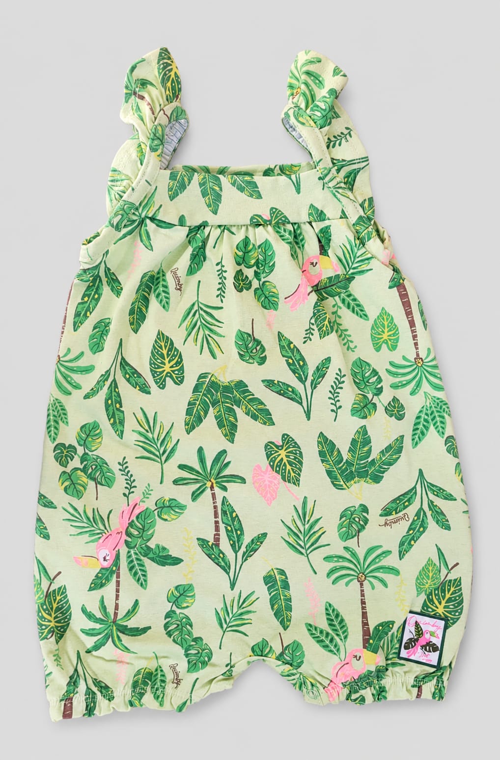 Macaquinho Infantil Feminino em Cotton Estampado Tropical