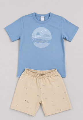 Conjunto Infantil Masculino com Blusa em Malha Penteada e Short em Moletom