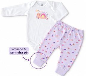 CONJUNTO BEBÊ BODY MANGA LONGA + CALÇA ESTAMPA CARACOL