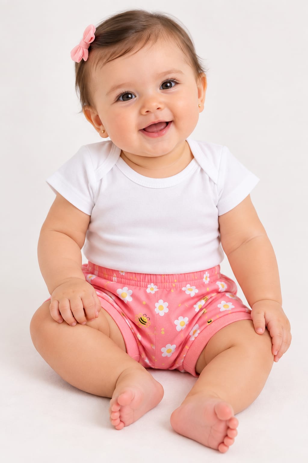 KIT BEBÊ 3 PEÇAS 2 BODIES + SHORT ESTAMPA ABELHINHA