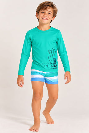 CONJUNTO INFANTIL MENINO QUIMBY BLUSA UV 50+ E SUNGA