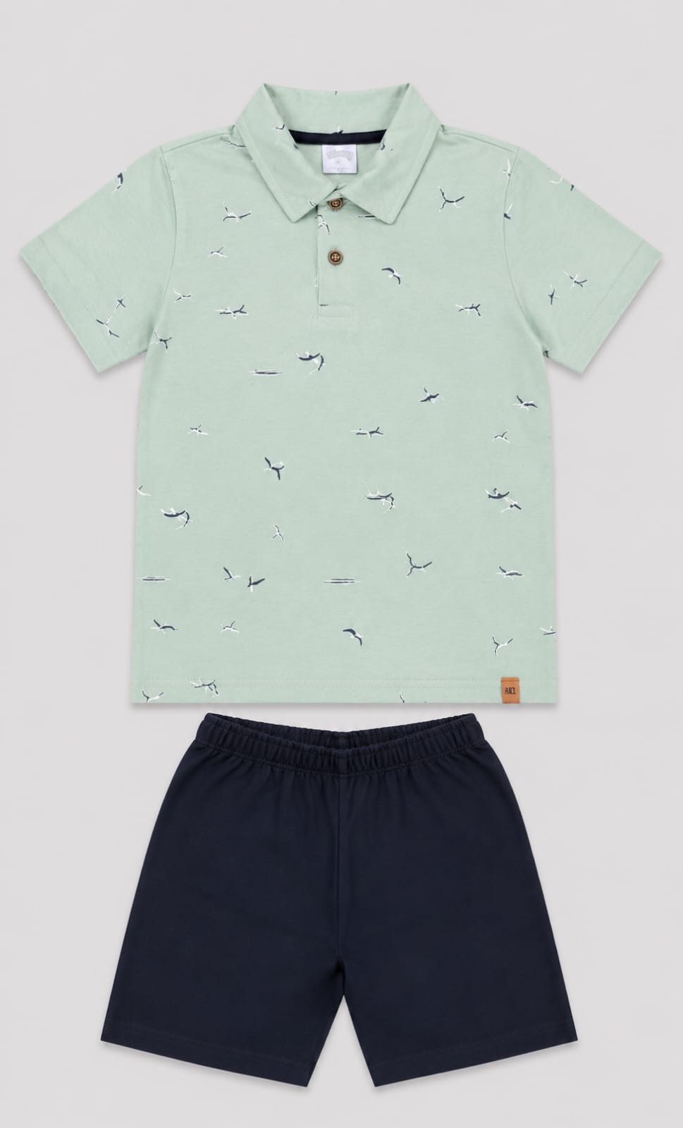 Conjunto Infantil Masculino Polo Estampada com Short em Moletom