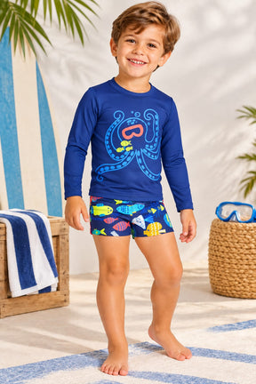 CONJUNTO INFANTIL MENINO UP BABY BLUSA UV 50+ E SUNGA