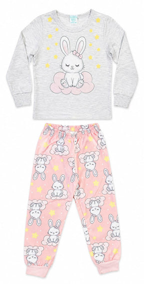 Pijama Infantil Coelhinha Brilha no Escuro – 100% Algodão | Moletom Peluciado
