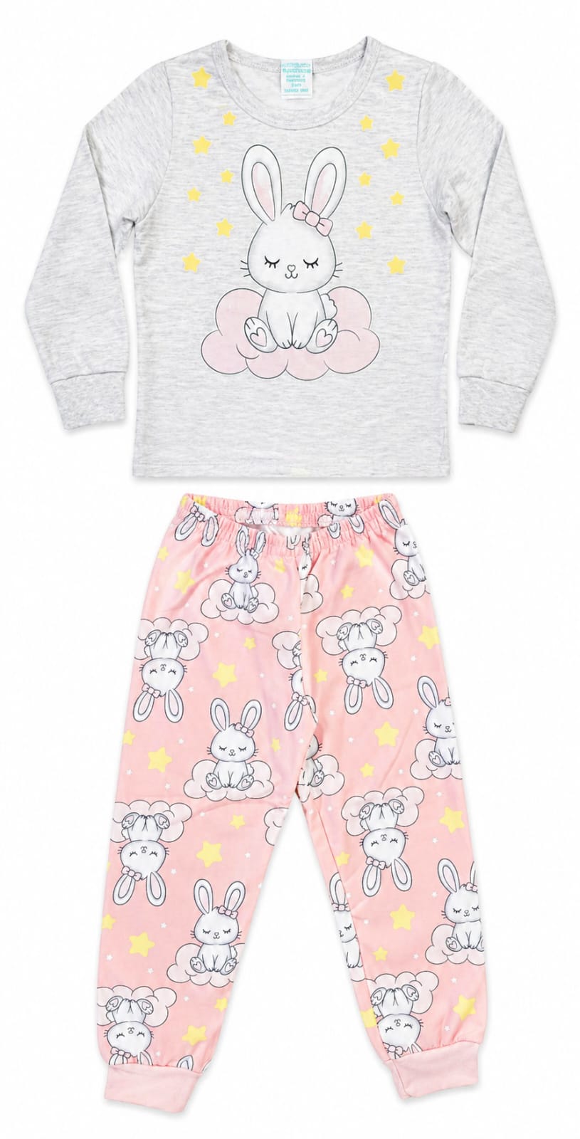 Pijama Infantil Coelhinha Brilha no Escuro – 100% Algodão | Moletom Peluciado