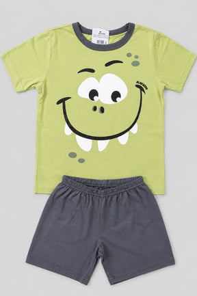 Pijama Infantil Menino Dinossauro Verde 100% Algodão