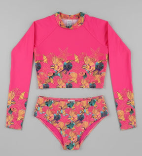 Conjunto Cropped e Tanga Infantil com Proteção UV 50+ | Estampa Linda e Confortável