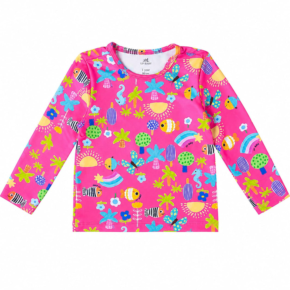 Biquíni Infantil Up Baby com Camiseta UV Manga Longa e Calcinha com Babado