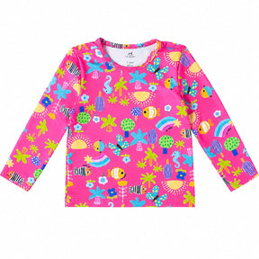 Biquíni Infantil Up Baby com Camiseta UV Manga Longa e Calcinha com Babado