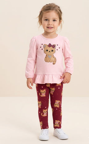 Conjunto Infantil Gatinha Love – 100% Algodão