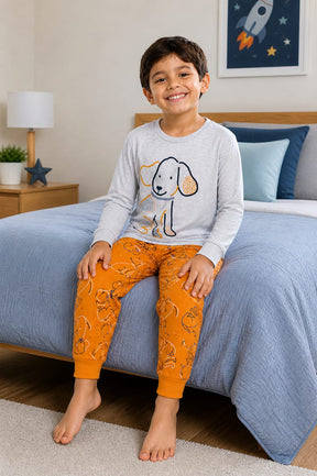 Pijama Infantil Cachorrinho Brilha no Escuro 100% Algodão