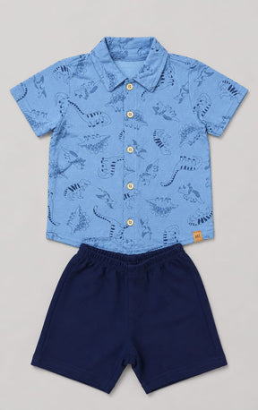 Conjunto Infantil Menino com Camisa Estampada e Short em Moletom