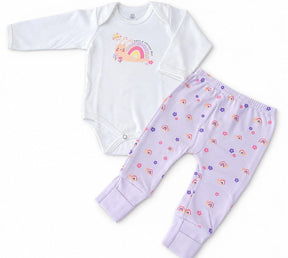 CONJUNTO BEBÊ BODY MANGA LONGA + CALÇA ESTAMPA CARACOL