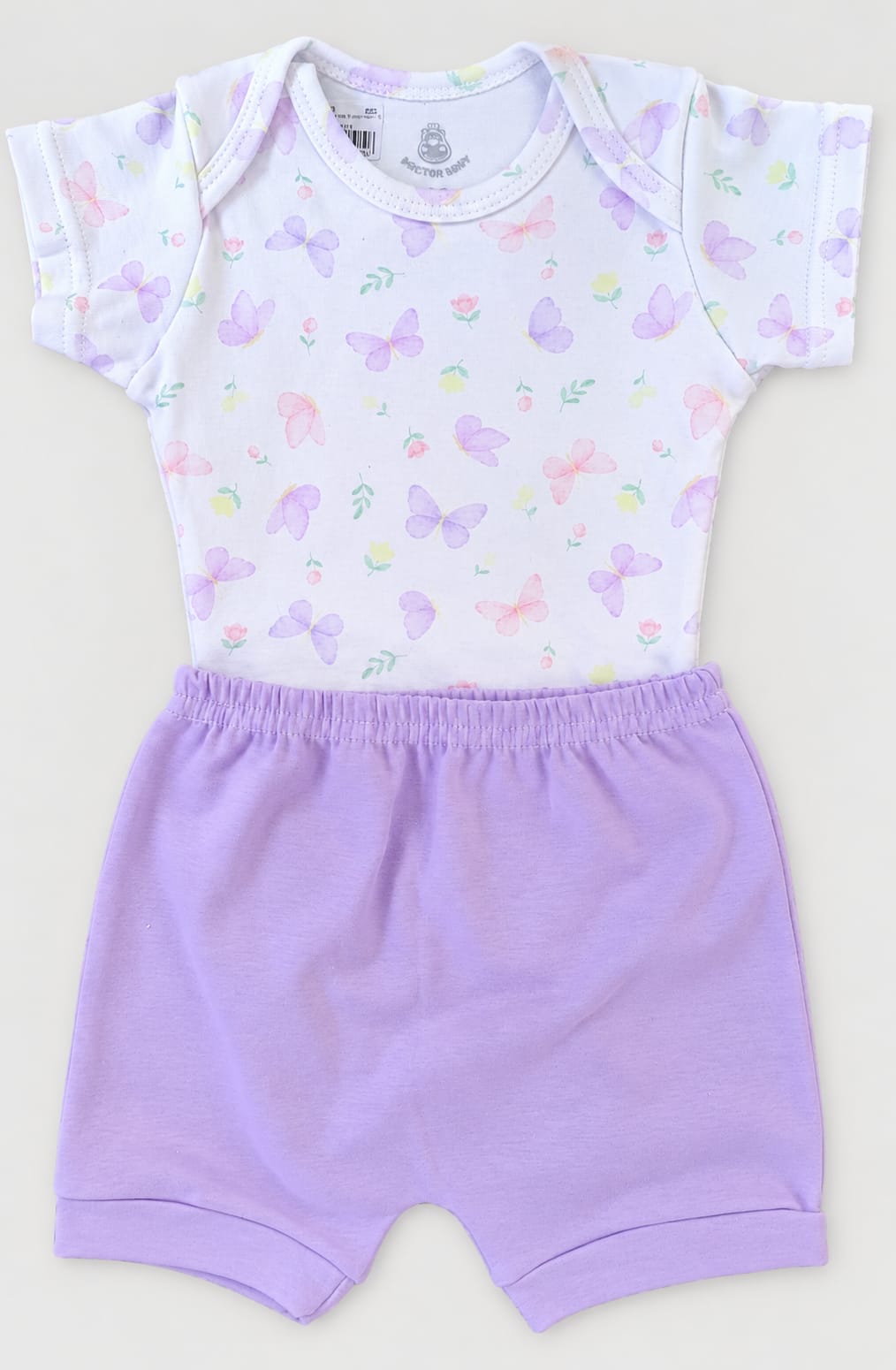 Conjunto Bebê Body e Short Borboletas em Malha 100% Algodão