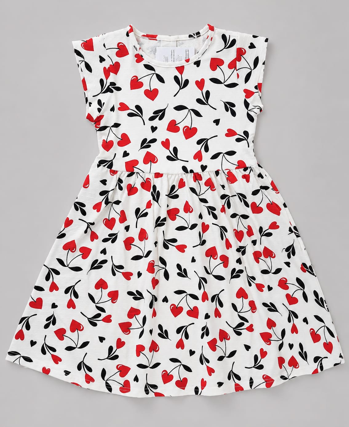 Vestido Infantil Estampado Corações em Malha Nikko