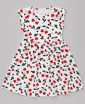 Vestido Infantil Estampado Corações em Malha Nikko