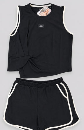 Conjunto Infantil Feminino Regata com Short Preto em Malha New Pequet Confort