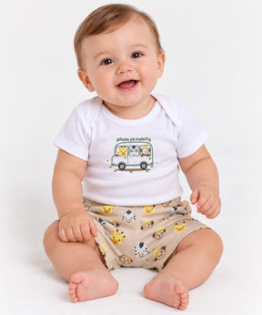 Conjunto Bebê Body e Short Amigos da Floresta