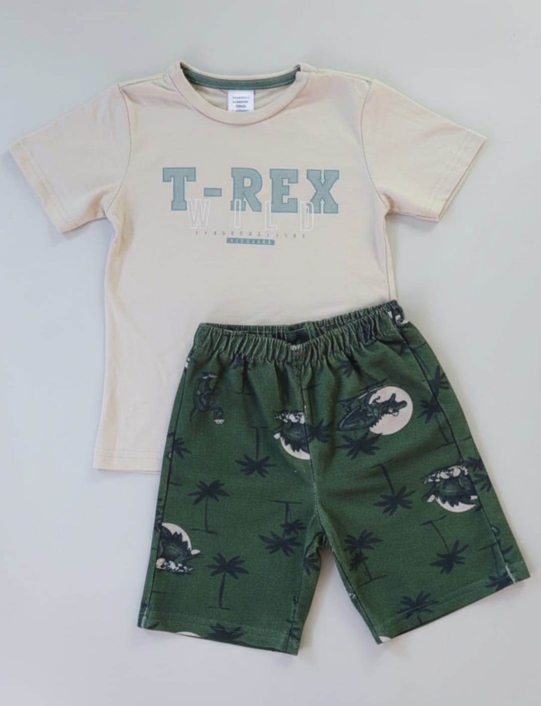 Conjunto infantil T‑rex em 100% algodão — conforto e estilo para crianças