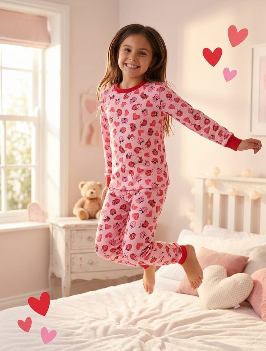 Pijama Infantil Menina Joaninha em Malha Modelli