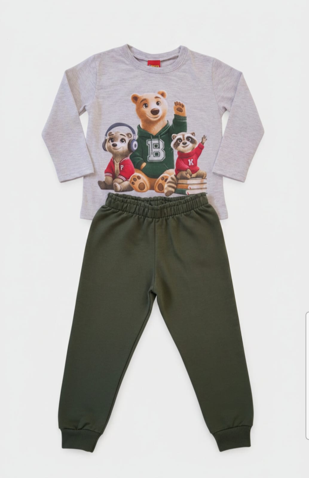 Conjunto Blusa Meia Estação e Calça de Moletom Urso