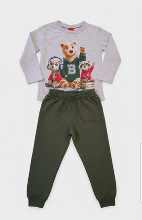 Conjunto Blusa Meia Estação e Calça de Moletom Urso