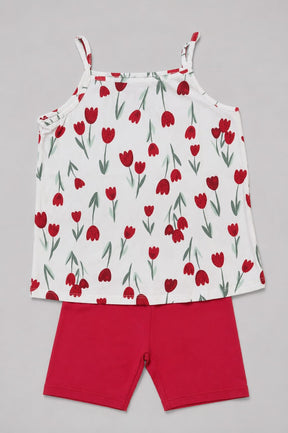 Conjunto Infantil Feminino Regata Estampada com Short Ciclista