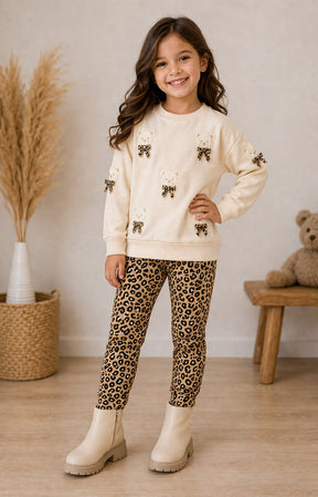 Conjunto Infantil Moletom com Legging Peluciada Ursinho
