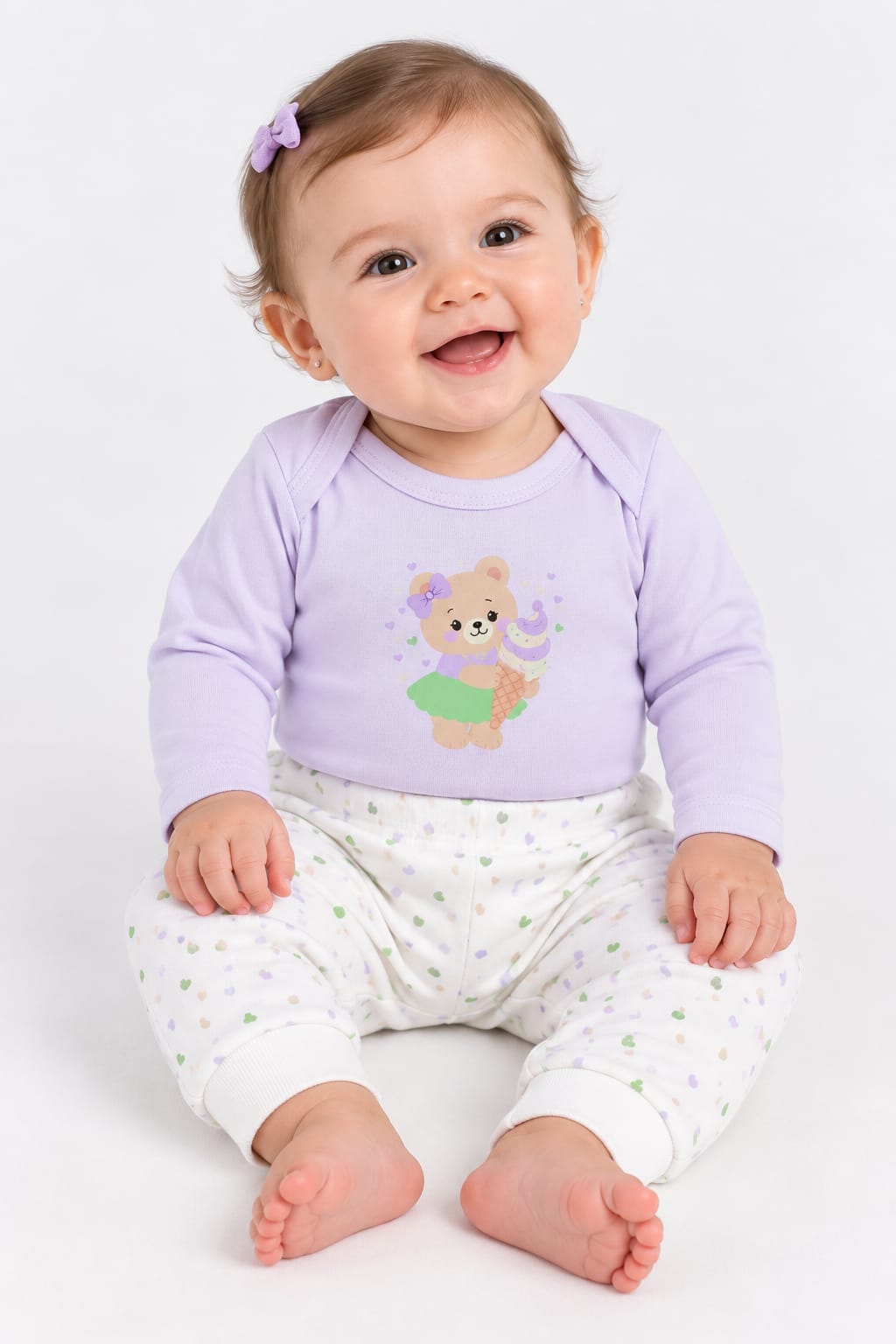 Conjunto Bebê Body Manga Longa + Calça Ursinho