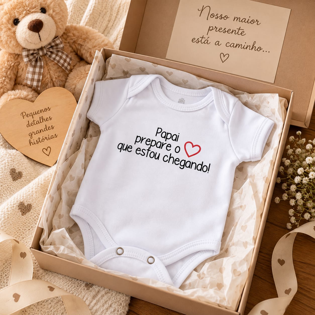 BODY BEBÊ “PAPAI, PREPARE O CORAÇÃO” 100% ALGODÃO