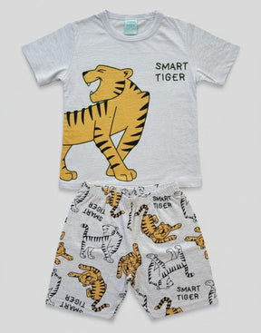 Pijama Tigre Brilha no Escuro – 100% Algodão, Conforto e Diversão na Hora de Dormir