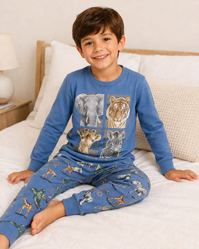 Pijama Infantil Safari Brilha no Escuro 100% Algodão