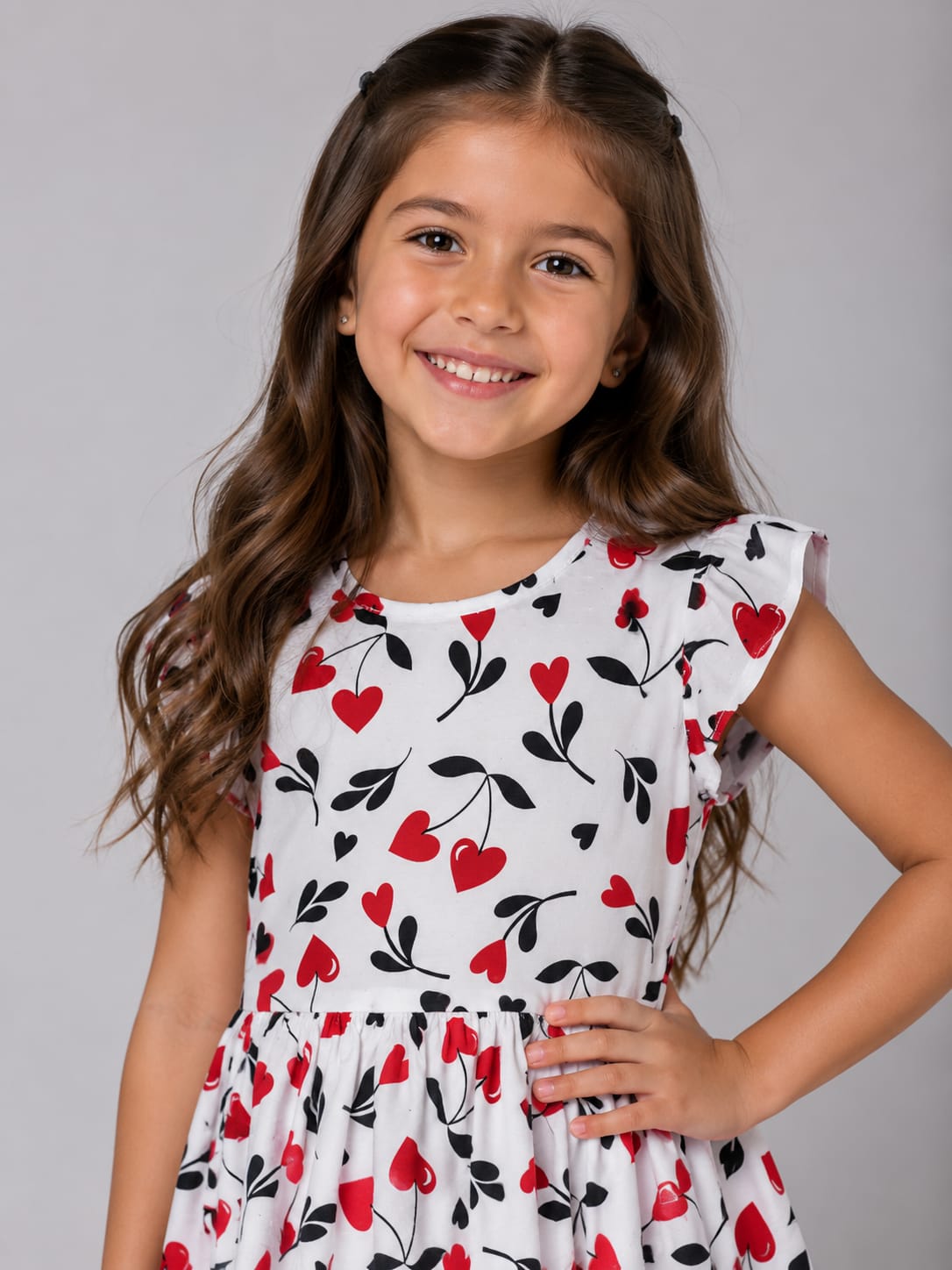 Vestido Infantil Estampado Corações em Malha Nikko