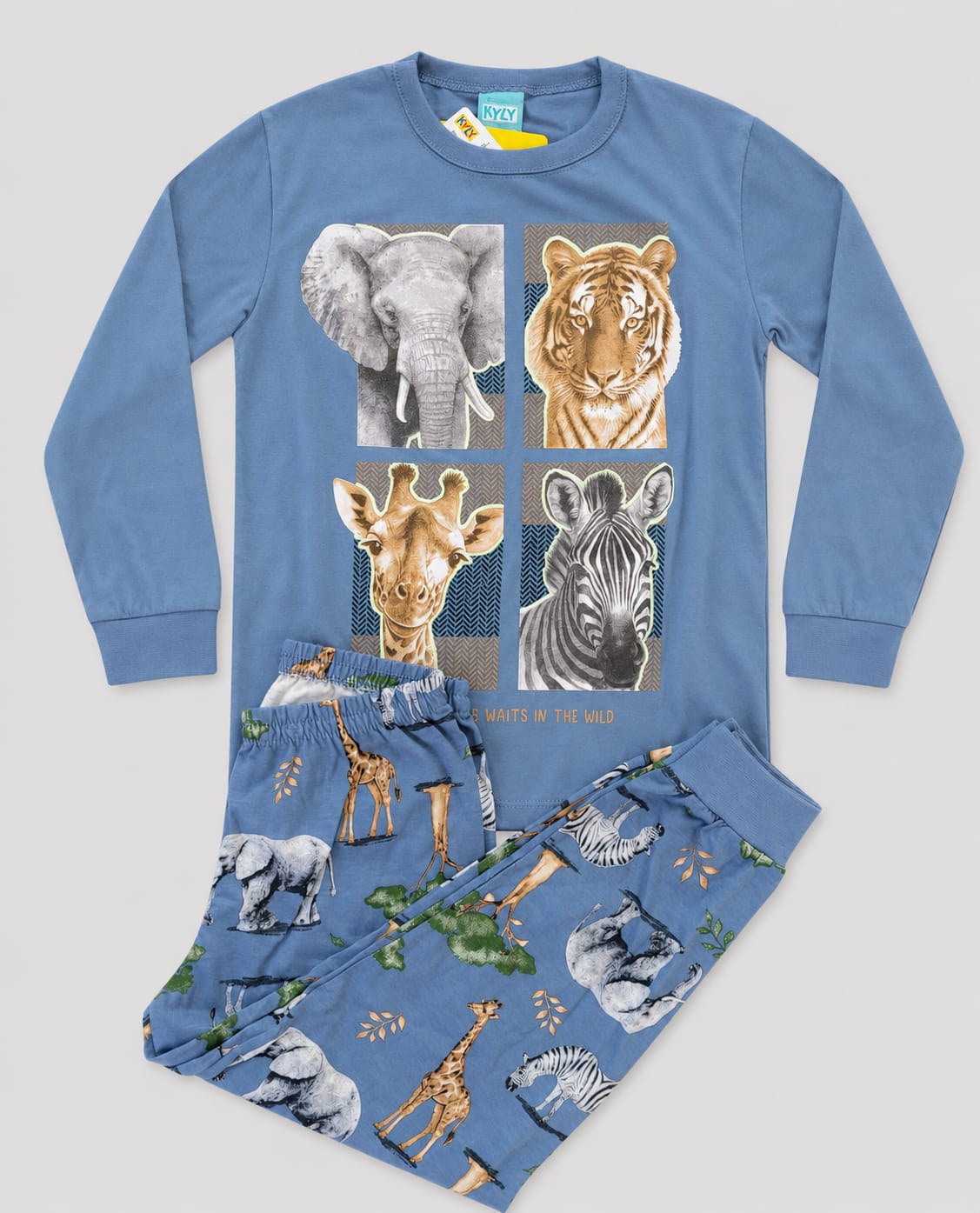 Pijama Infantil Safari Brilha no Escuro 100% Algodão