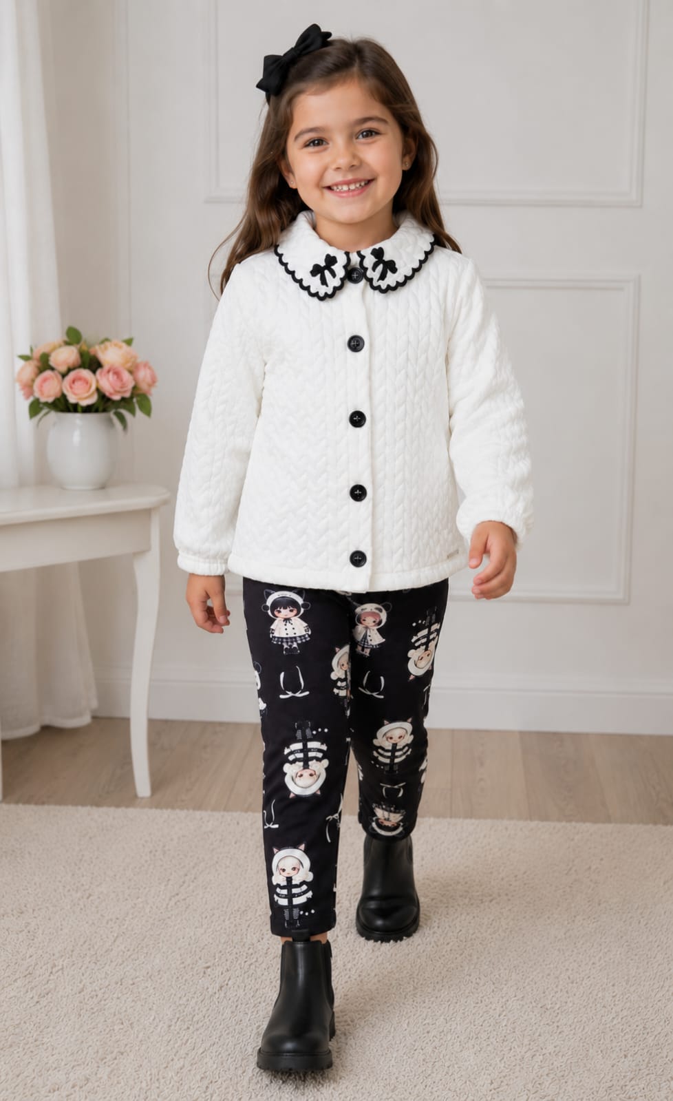 Conjunto Infantil Matelassê com Legging Soft Estampada