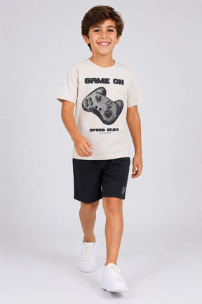 Conjunto Infantil Masculino Game On com Camiseta em Malha Penteada e Short Politel