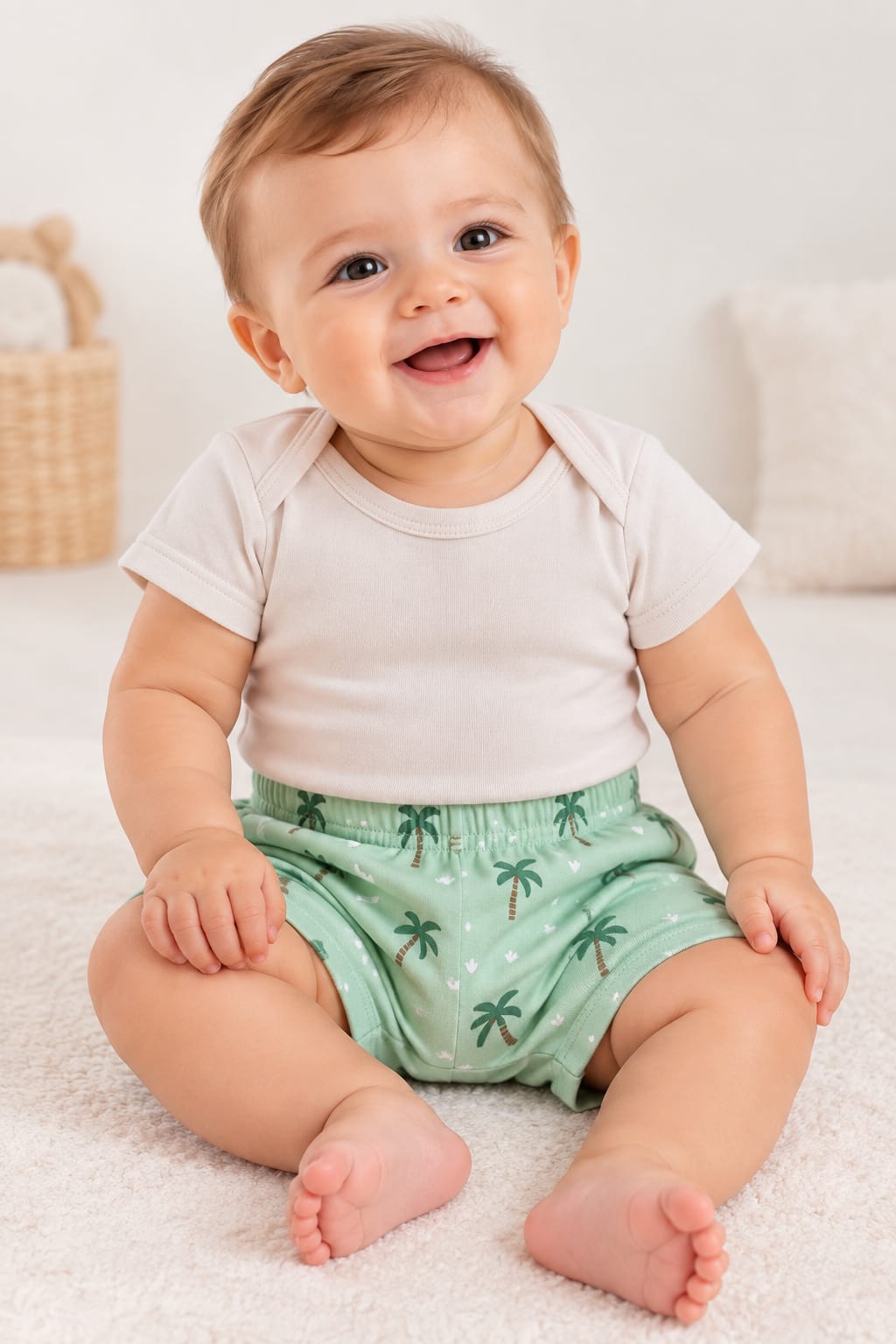 KIT BEBÊ 3 PEÇAS 2 BODIES + SHORT ESTAMPA DINOSSAURO