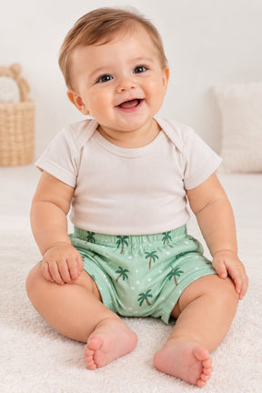 KIT BEBÊ 3 PEÇAS 2 BODIES + SHORT ESTAMPA DINOSSAURO