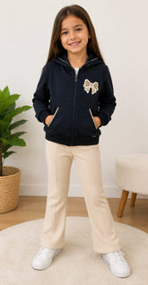 Conjunto Infantil Feminino Soft Tech com Jaqueta e Calça Flare
