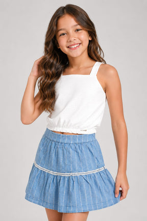 Conjunto Infantil Cropped em Malha Nikko com Saia Short