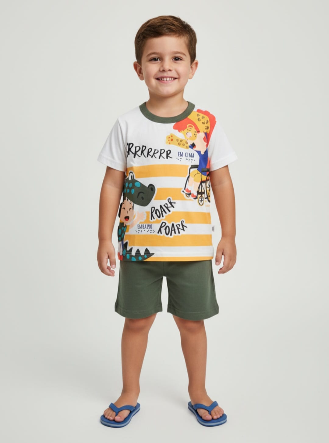 Pijama Dinossauro Brilha no Escuro – Conforto 100% Algodão para Noites Mais Divertidas