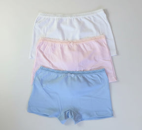 Calcinha Infantil Boxer 100% Algodão – Kit com 3 Peças Confortáveis e Respiráveis