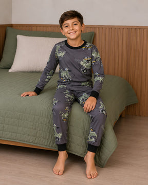 Pijama Infantil Masculino Dinossauro Radical Glow 100% Algodão