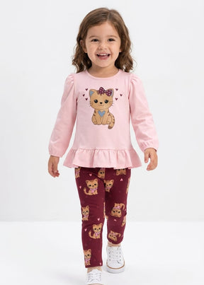 Conjunto Infantil Gatinha Love – 100% Algodão