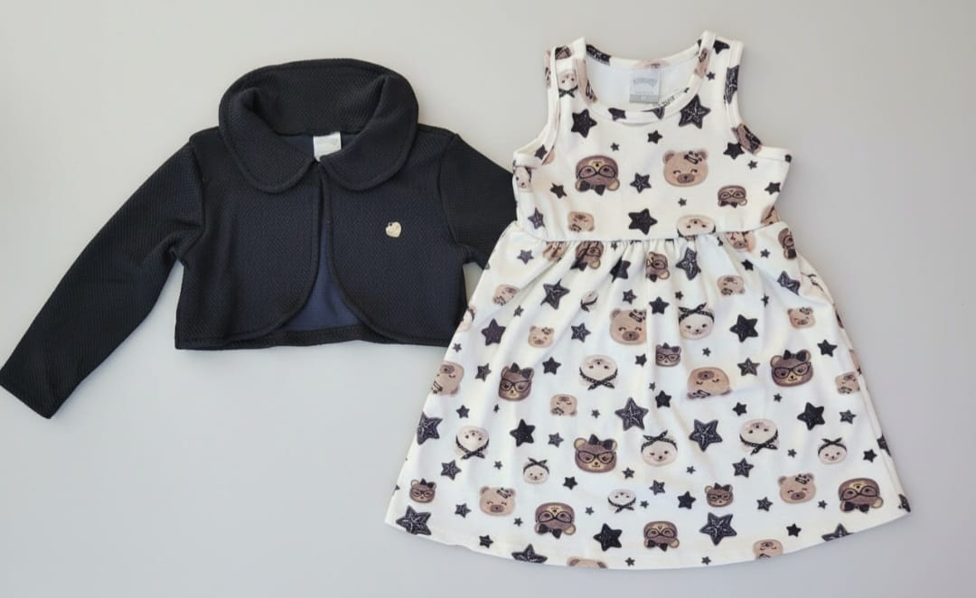 Vestido Infantil Peluciado com Bolero Soft Tech