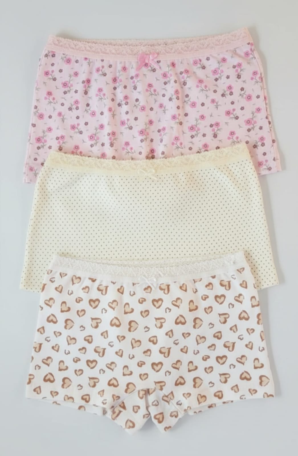 Calcinha Boxer Infantil 100% Algodão – Kit com 3 -Conforto, Maciez e Estampas Lindas