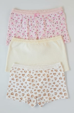 Calcinha Boxer Infantil 100% Algodão – Kit com 3 -Conforto, Maciez e Estampas Lindas