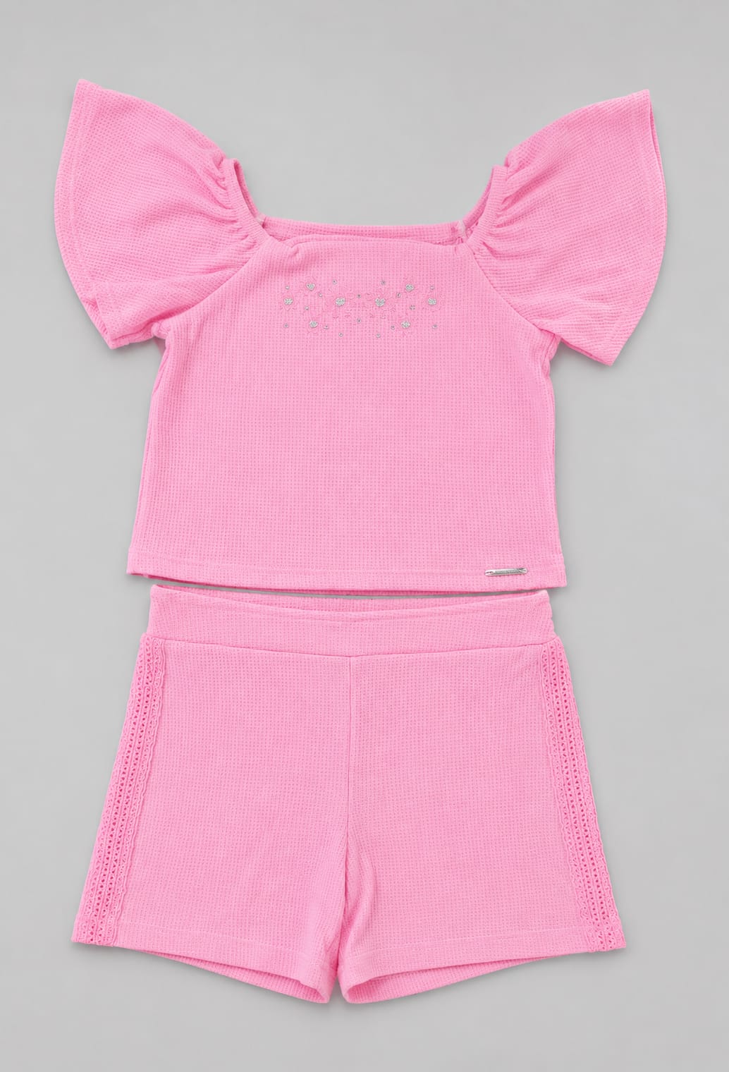 Conjunto Infantil Feminino em Malha New Marrocos Rosa